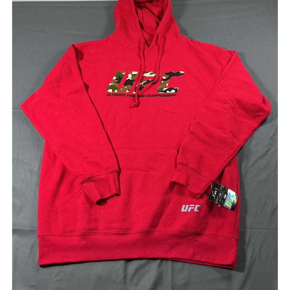 UFC Ultimate Fighting Championship Red Camo Logo Hoodie Sweatshirt Mens Sz L NEW